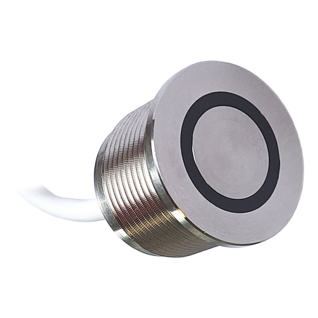 Сенсорная пьезокнопка c подсветкой LED RGB, кабель 10 м, AISI-316 (ПК.01/1) (ВБз27R1SN-C-12T-10/316)